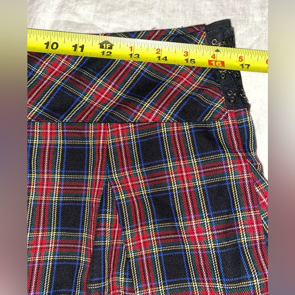 Vintage Y2K Royal Bones Tripp NYC Plaid Blue Red Plaid Mini A-Line Skirt Size M - Picture 5 of 12